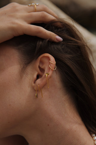 Boucle oreille LUCKNOW chaîne tourmaline moissanite vermeil Atelier Siméon porte ear stack