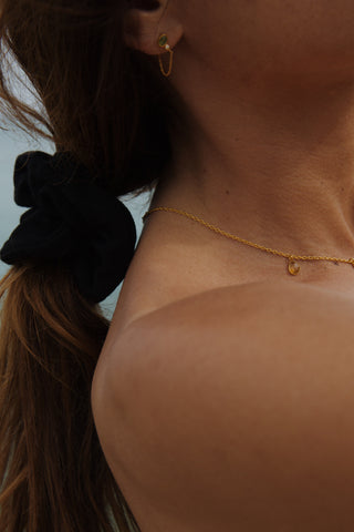 Boucle oreille LUCKNOW chaîne tourmaline moissanite vermeil Atelier Siméon