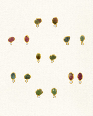 Boucle oreille LUCKNOW puce tourmaline moissanite vermeil Atelier Siméon