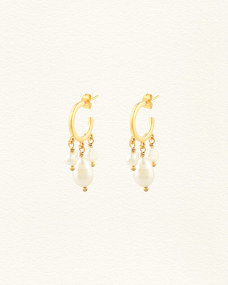 Boucles oreilles MIRISSA perles eau douce baroques créoles plaqué or Atelier Siméon