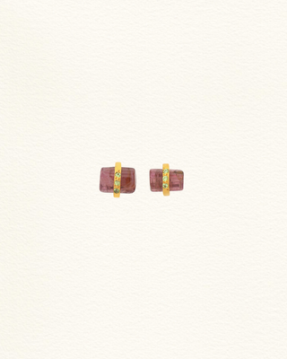 Boucles oreilles SHAKTI pencil tourmaline saphirs multicolores vermeil Atelier Siméon 