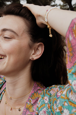 Boucles oreilles SHAKTI pencil tourmaline saphirs multicolores vermeil Atelier Siméon