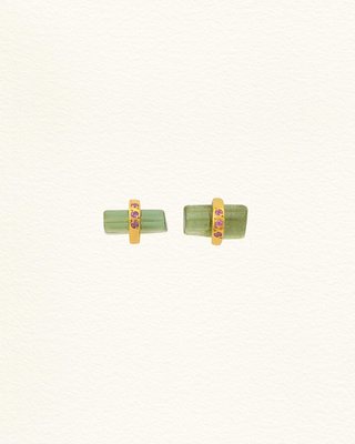 Boucles oreilles SHAKTI pencil tourmaline saphirs multicolores vermeil Atelier Siméon