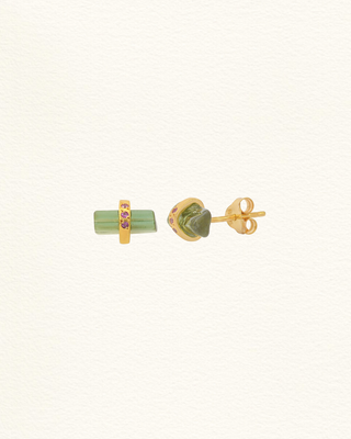 Boucles oreilles SHAKTI pencil tourmaline saphirs multicolores vermeil Atelier Siméon