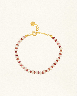 Bracelet COCHIN perles eau douce tourmalines roses plaqué or Atelier Siméon