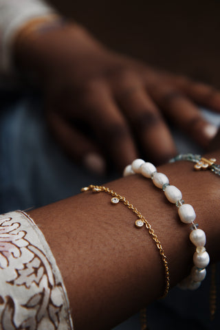 Bracelet JOYA moissanites laiton plaqué or minimaliste Atelier Siméon