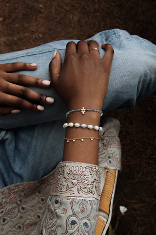 Bracelet JOYA moissanites laiton plaqué or minimaliste Atelier Siméon