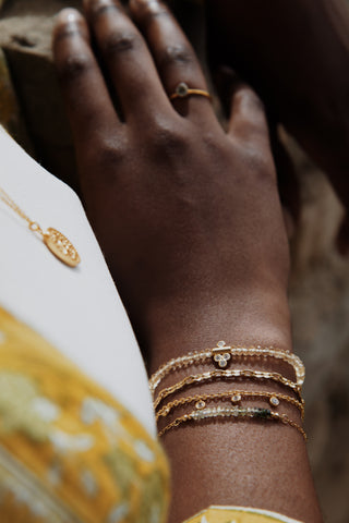 Bracelet NEELAM saphirs verts dégradés plaqué or Atelier Siméon