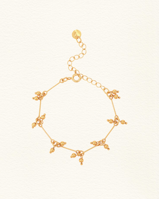 Bracelet SAHAR grappes billes dorées chaîne fine plaqué or Atelier Siméon