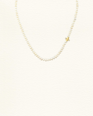 Collier AGONDA perles eau douce moissanites serti clos plaqué or Atelier Siméon