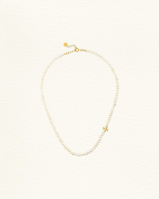 Collier AGONDA perles eau douce moissanites serti clos plaqué or Atelier Siméon