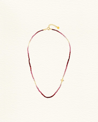 Collier AGONDA rubis dégradés moissanites serti clos plaqué or Atelier Siméon