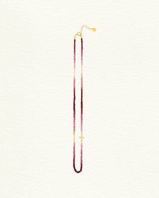 Collier AGONDA rubis dégradés moissanites serti clos plaqué or Atelier Siméon