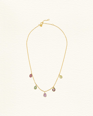 Collier DELHI #3 tourmalines multicolores suspendues Jaipur Atelier Siméon