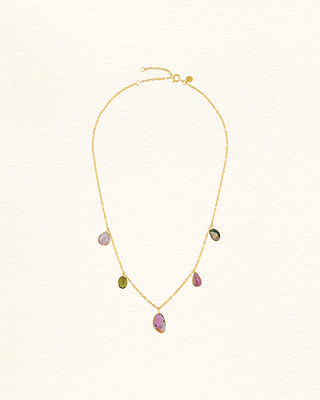  Collier DELHI #9 tourmalines multicolores suspendues Jaipur Atelier Siméon