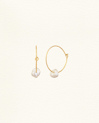 Créoles KHAN perles eau douce baroques plaqué or 30mm Atelier Siméon