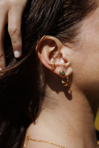 Boucle oreille LUCKNOW puce tourmaline moissanite vermeil Atelier Siméon ear stack