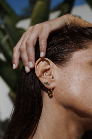 Boucle oreille LUCKNOW puce tourmaline moissanite vermeil Atelier Siméon ear stack