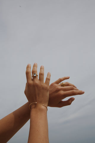 Bague PALLADIO topaze bleue 7 carats moissanites vermeil Atelier Siméon