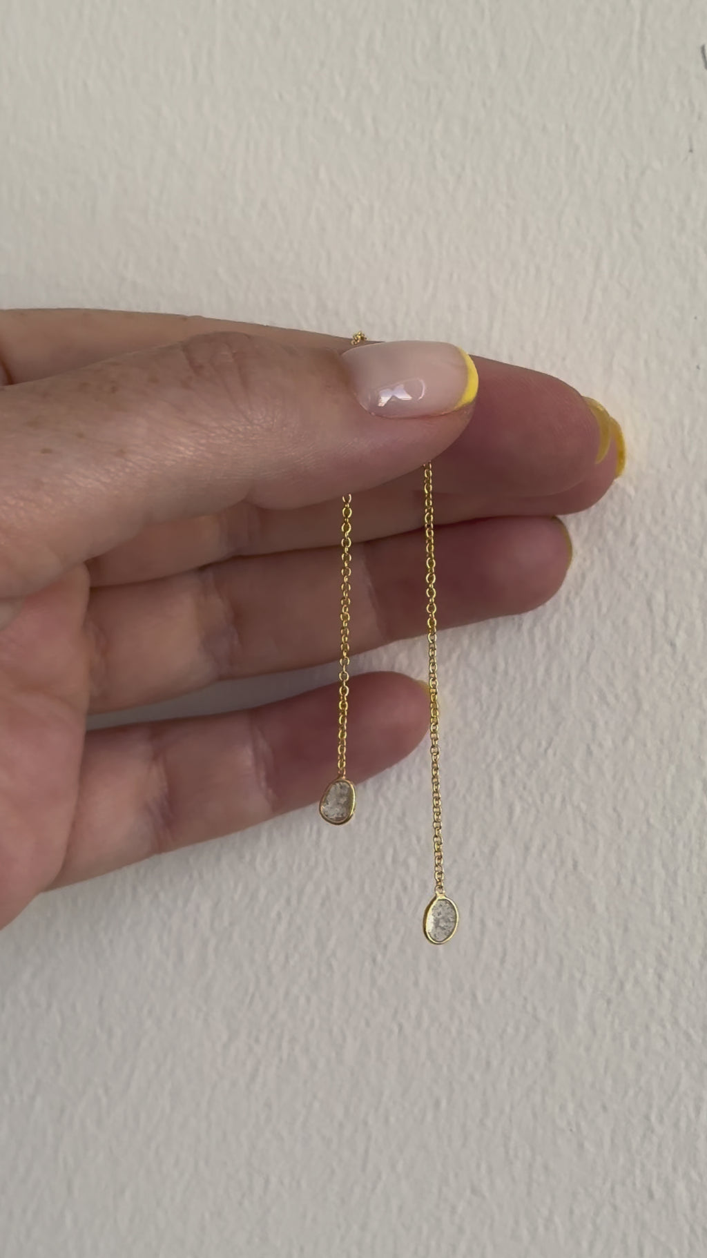 Boucles oreilles KEYA diamant polki chaîne vermeil 7cm Atelier Siméon